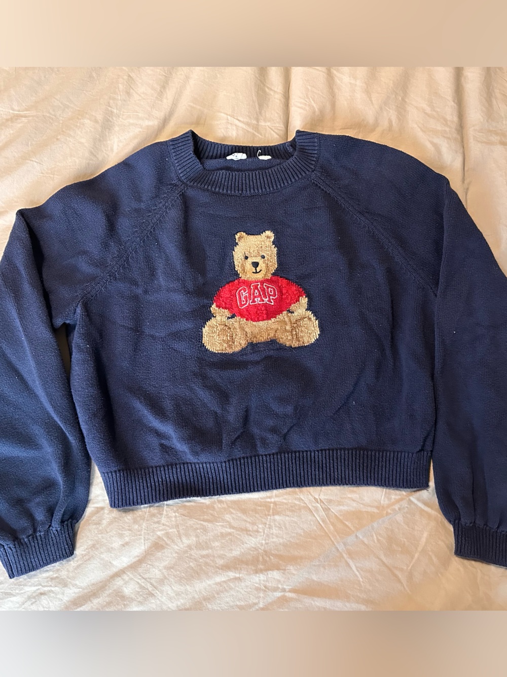 LG Navy Sweater with Teddy Bear Patch